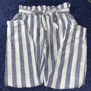 Blue and White Striped Pants
